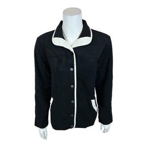 Susan Graver Weekend Polar Fleece Jacket with Contrast Trim Black X-Small Size